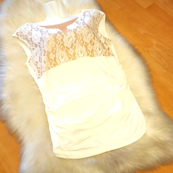 Boston Proper Lace Ruched Knit Tunic - Picture 10 of 11